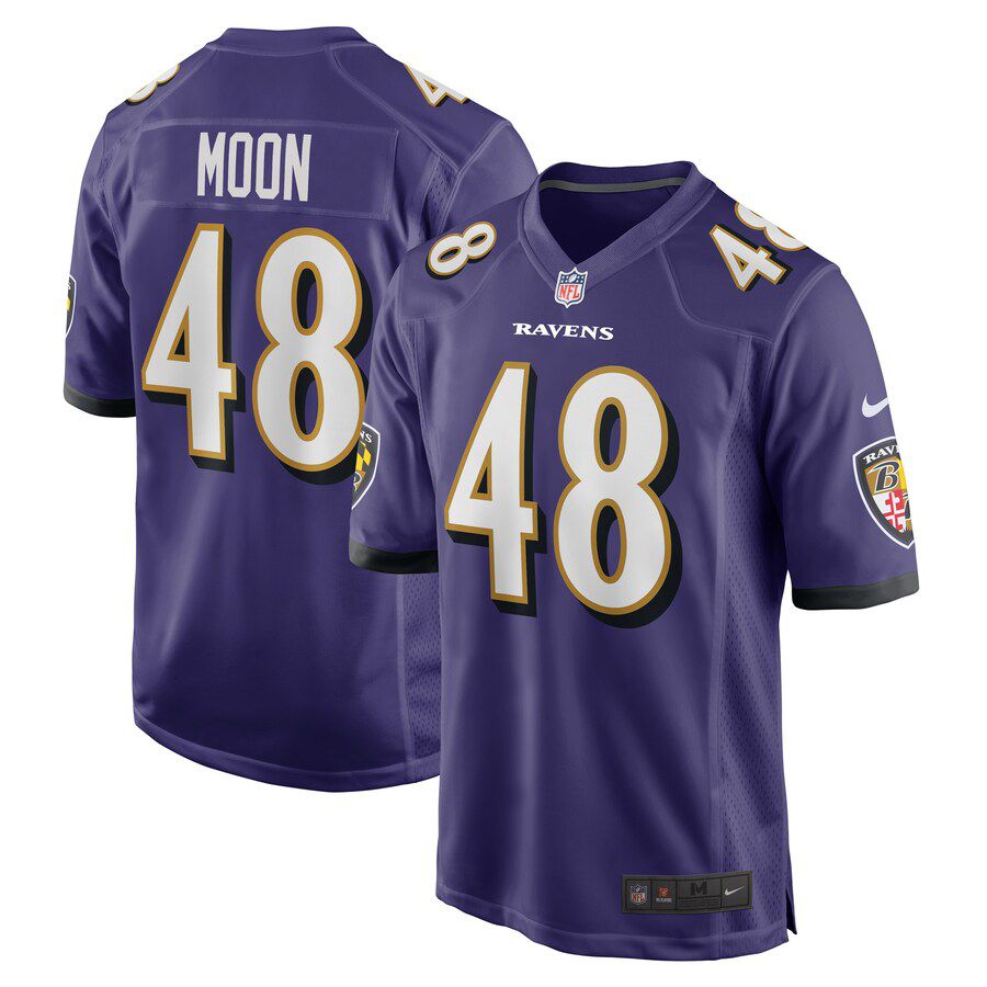 Men Baltimore Ravens 48 Jeremiah Moon Nike Purple Game Player NFL Jersey